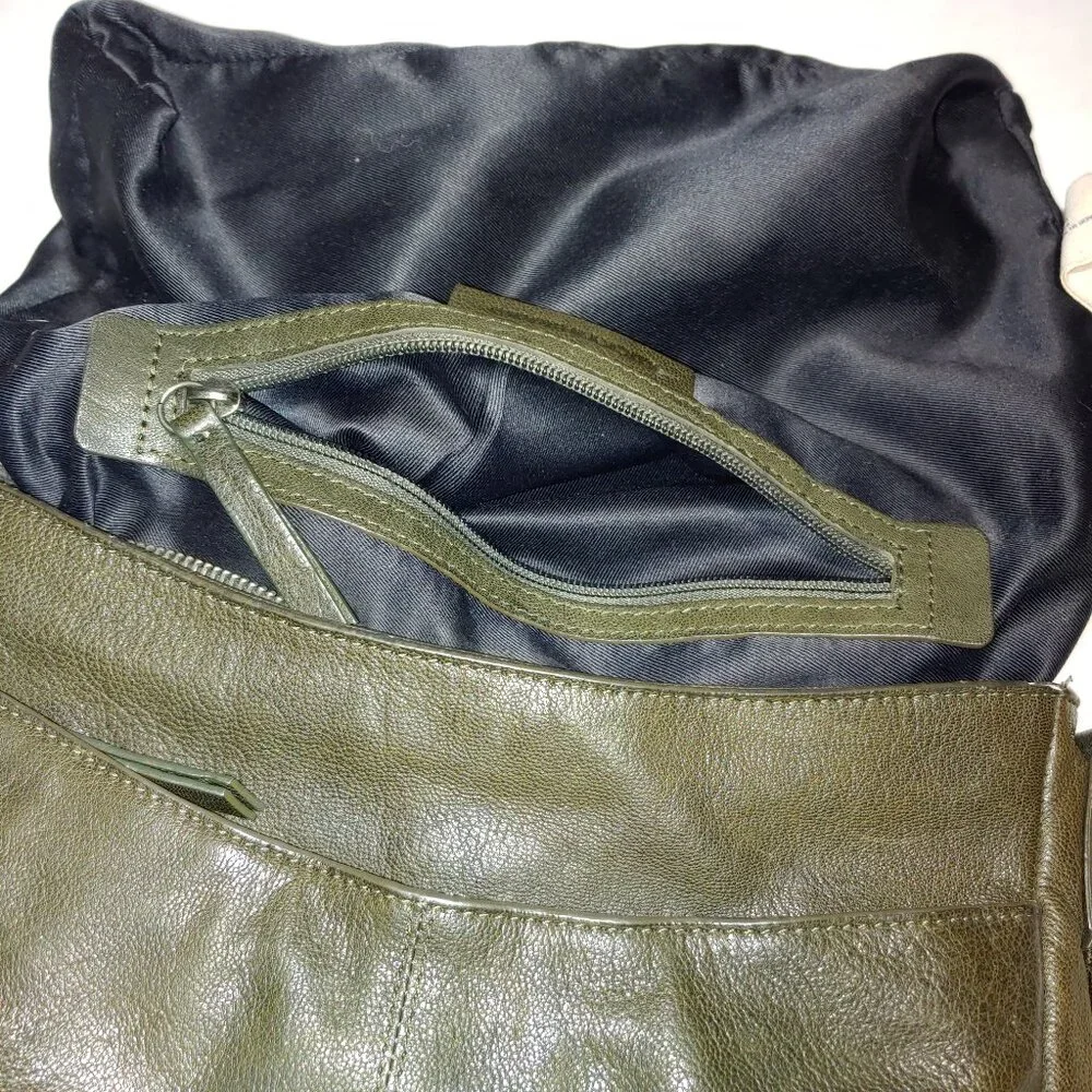 Lucky Brand Moss Green Pebbled Leather Crossbody Purse